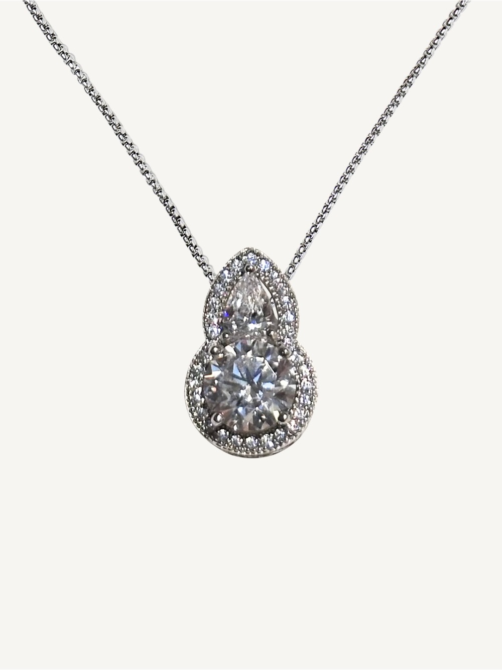 Vintage 2ctw 925 Sterling Flawless D Lab Diamonds Pendant - Picture 6 of 6